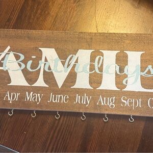 Family Birthday Board Wall Hanging-Family Birthday Calendar- NEW/hand painted.